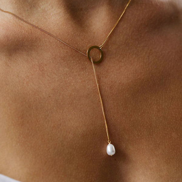 Gold Plated Pearl Slip Necklace