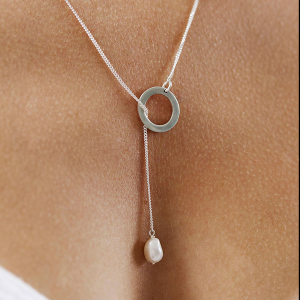 Silver Pearl Slip Necklace