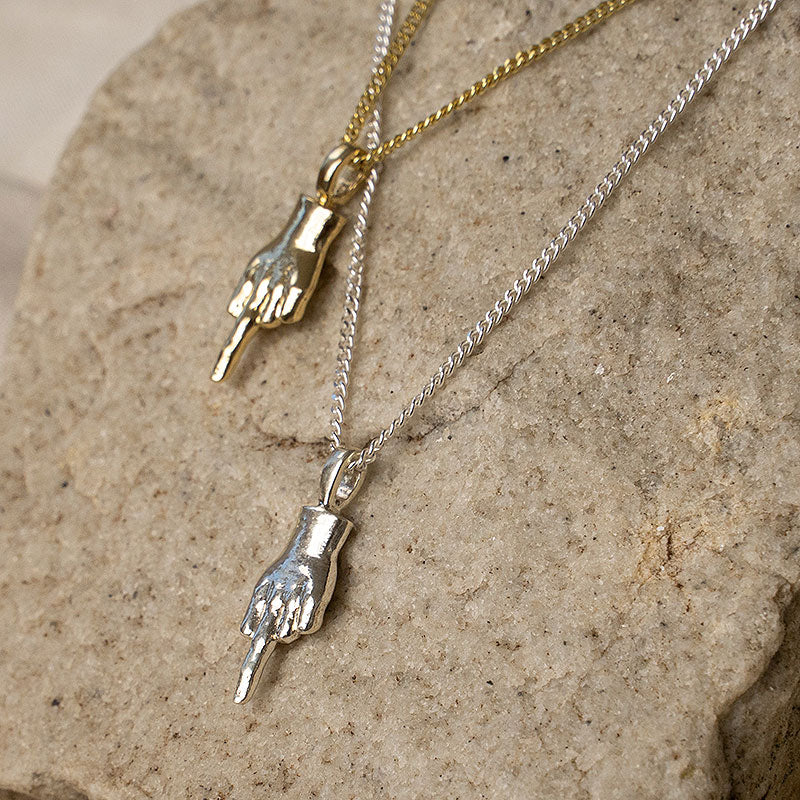 Gold Middle Finger Necklace