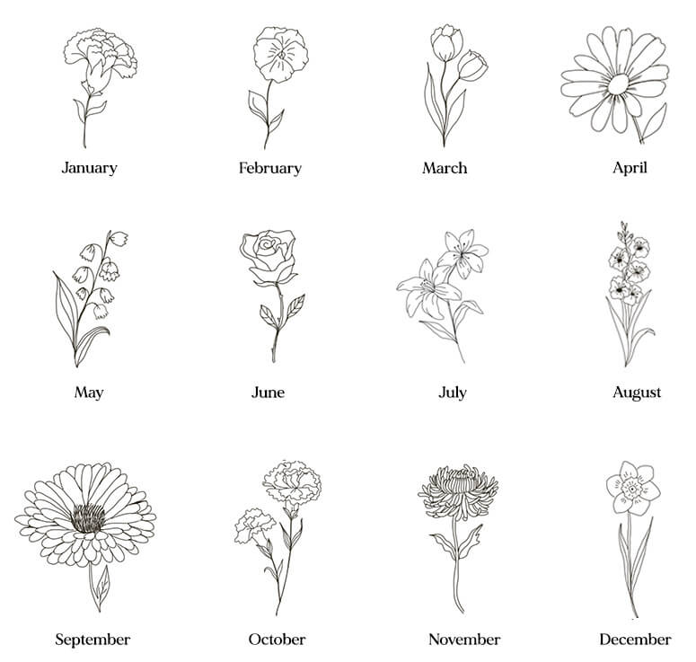 Gold Birth Flower Necklace