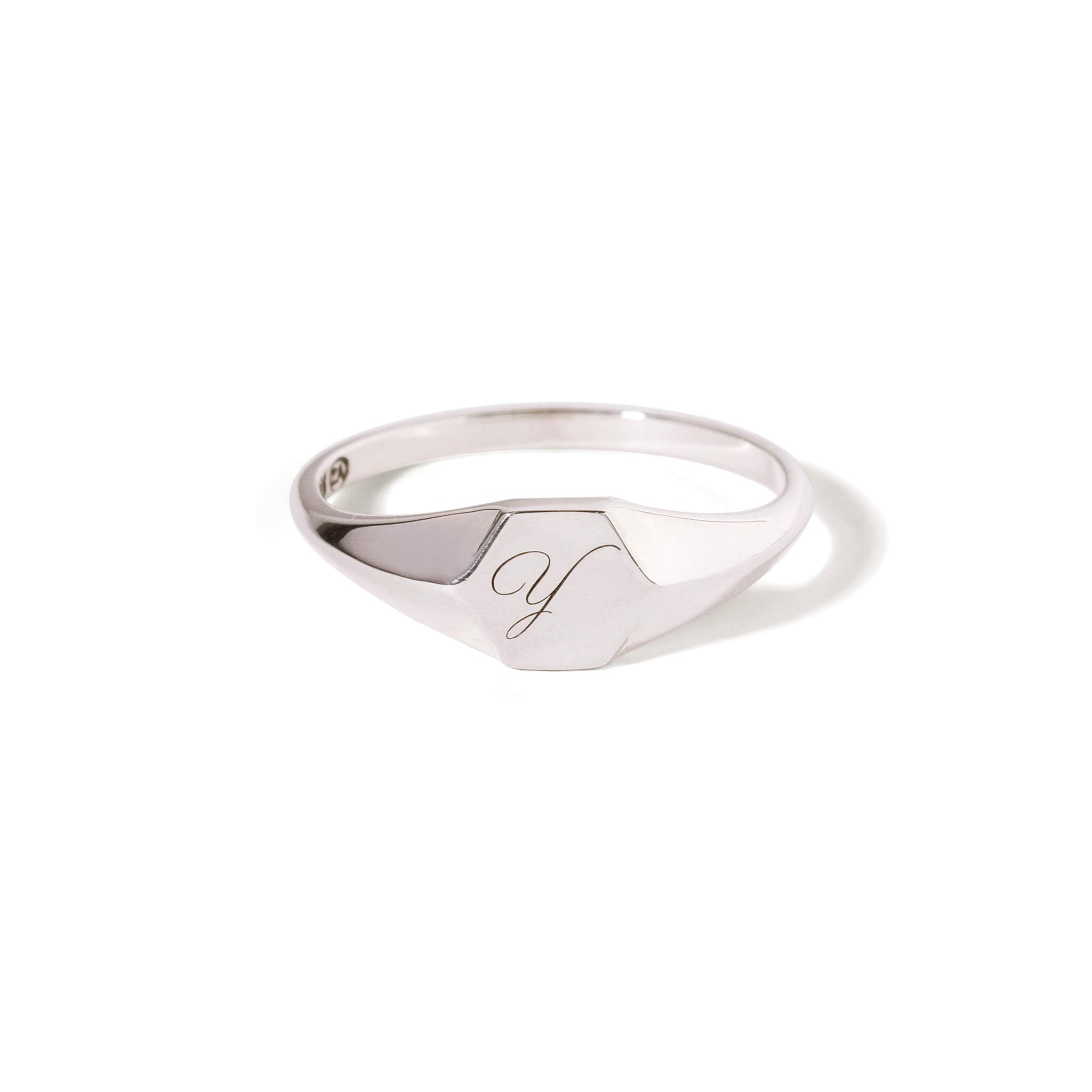 Engraved Hexagon Signet Ring