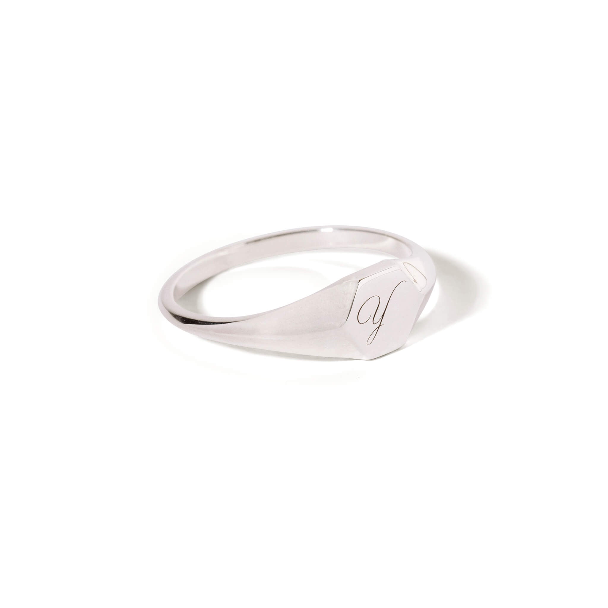 Engraved Hexagon Signet Ring