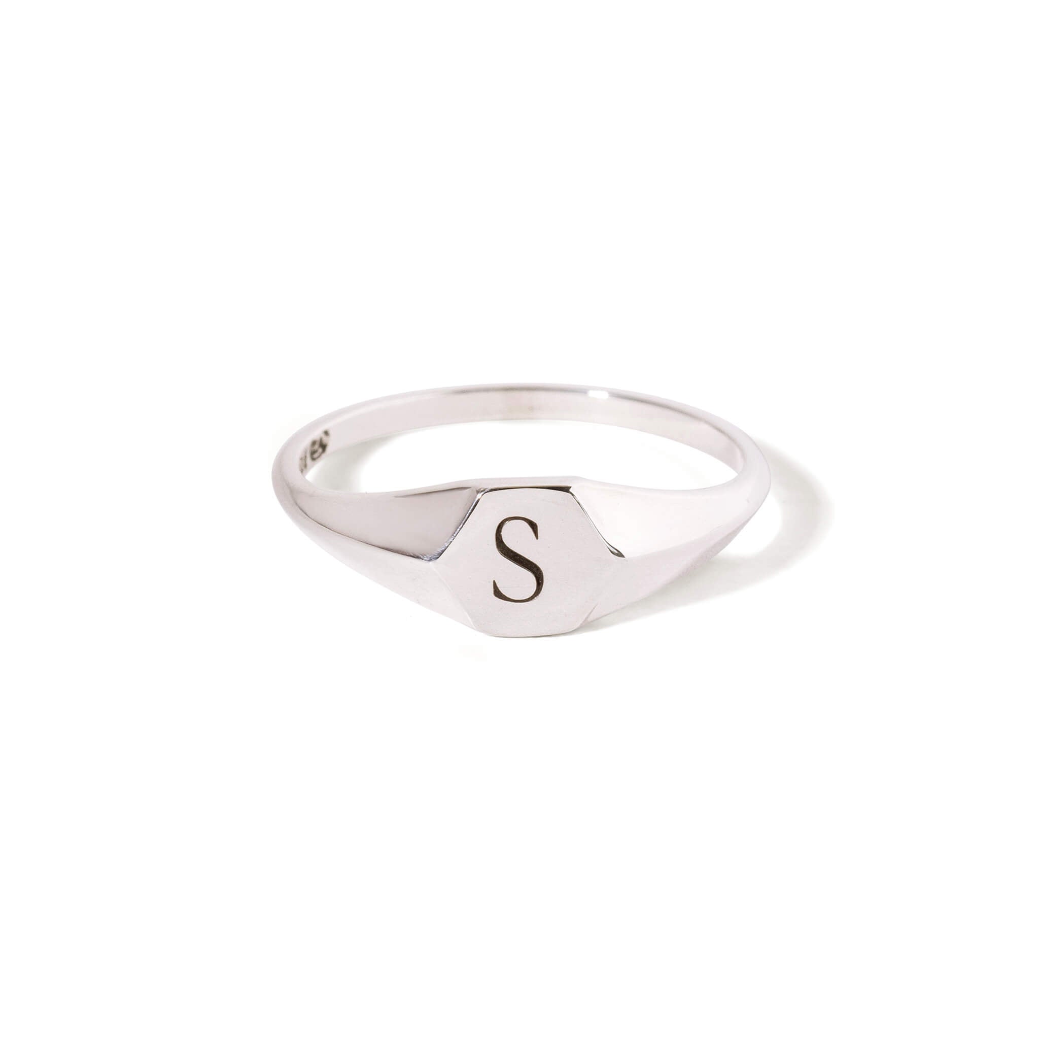 Engraved Hexagon Signet Ring