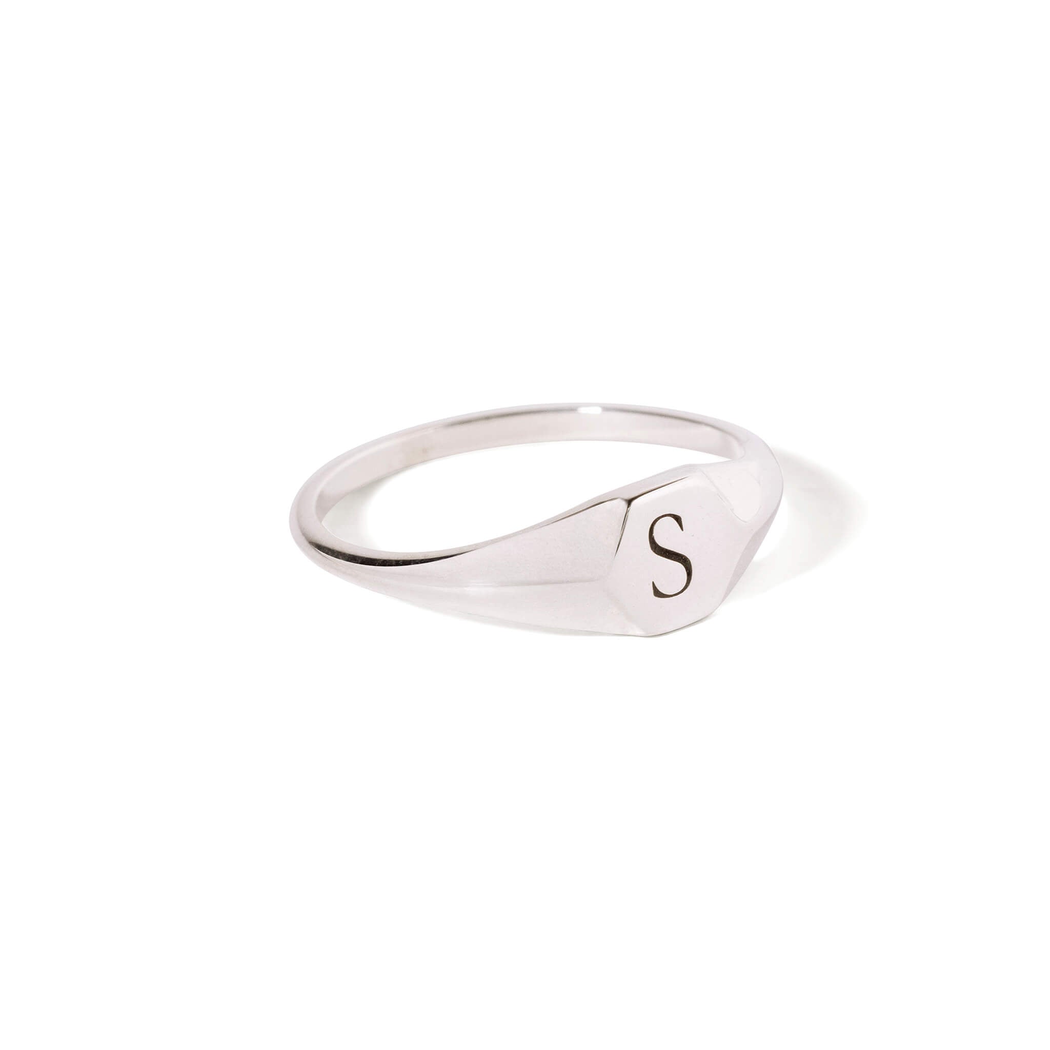 Engraved Hexagon Signet Ring