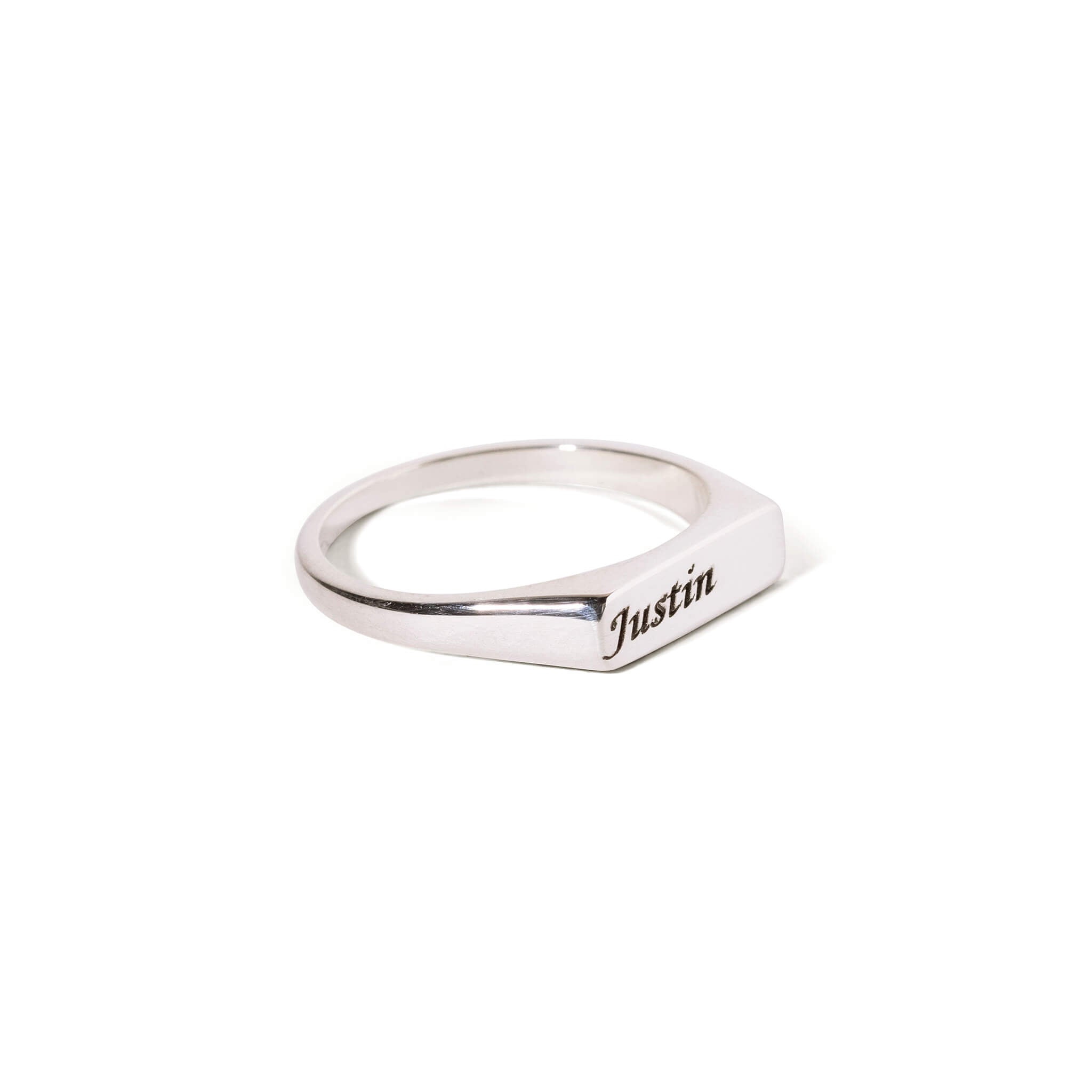 Engraved Bar Signet Ring