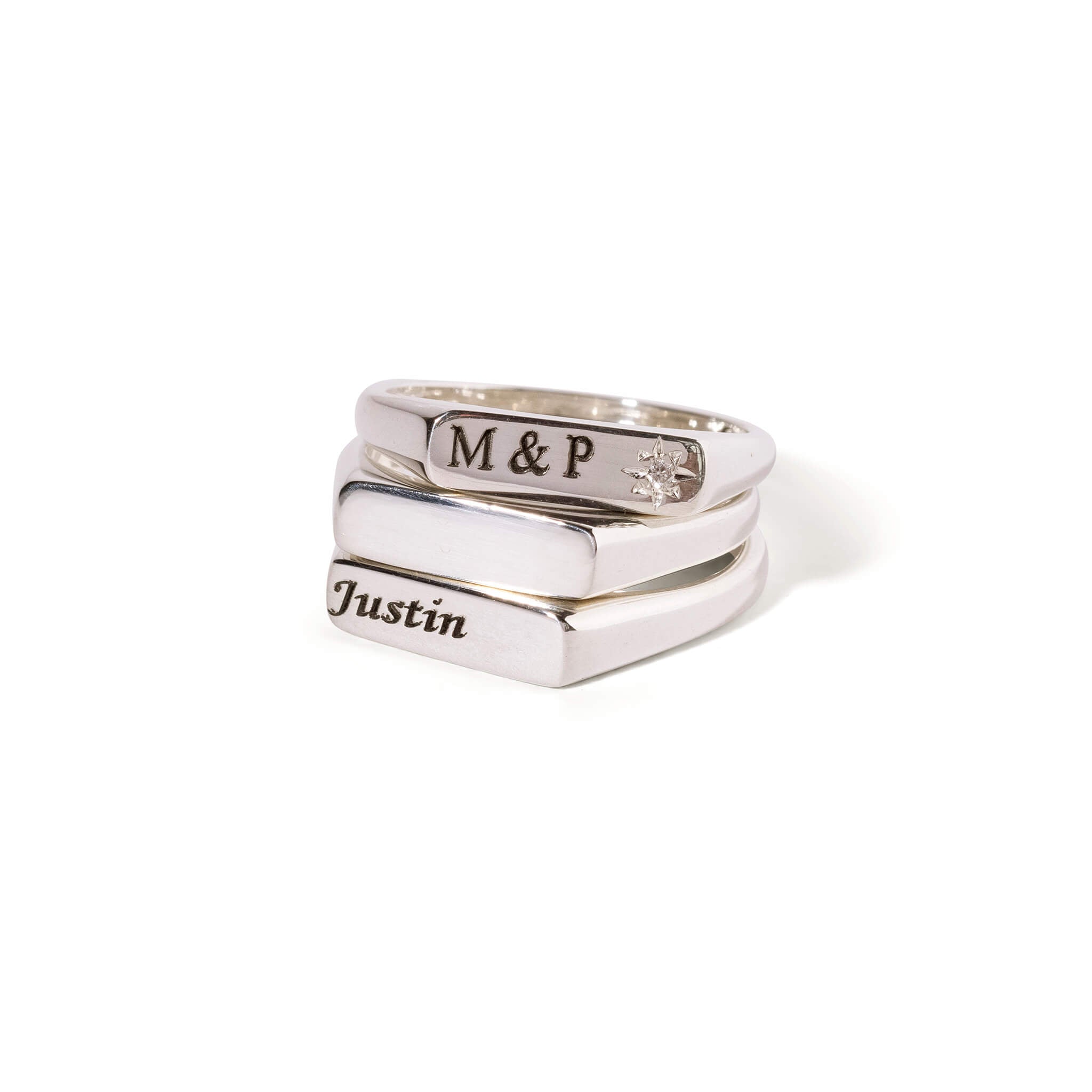 Engraved Bar Signet Ring