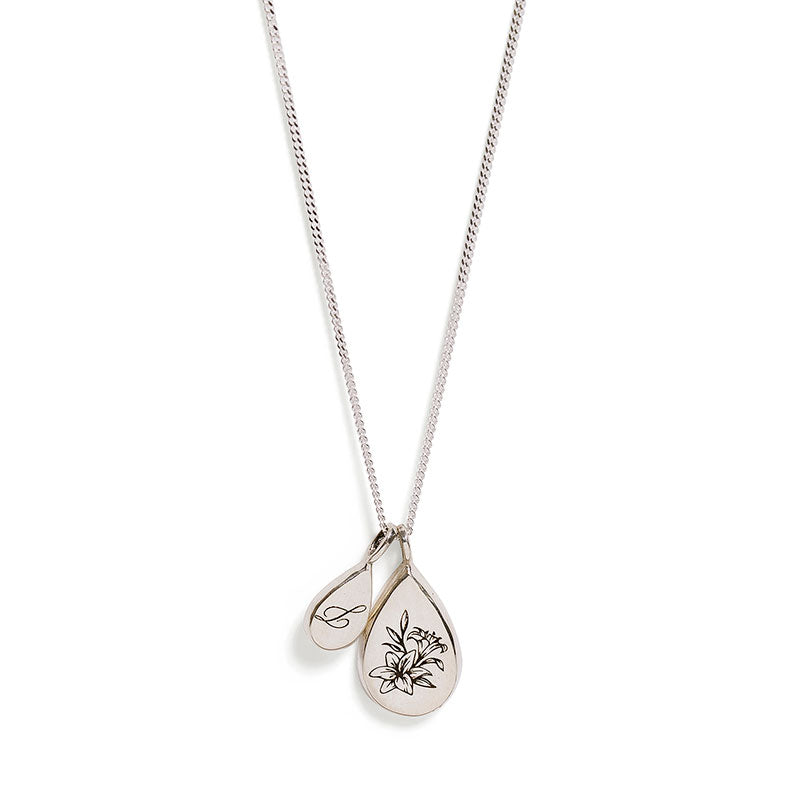 Silver Duo Birth Flower Necklace