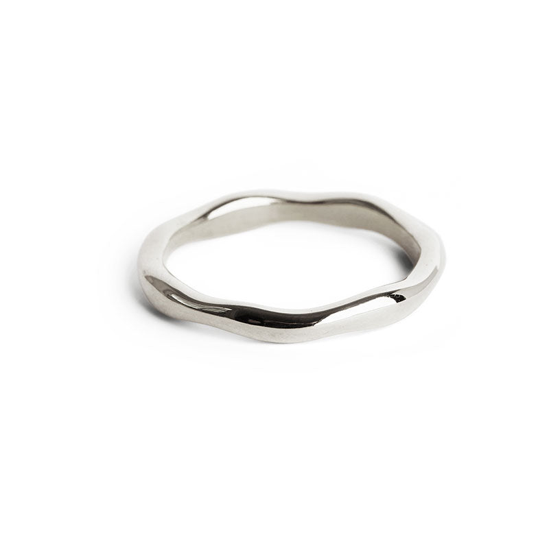 Sterling Silver & 14K Cigar Band Etruscan Ring with Stone — Designs By S&R
